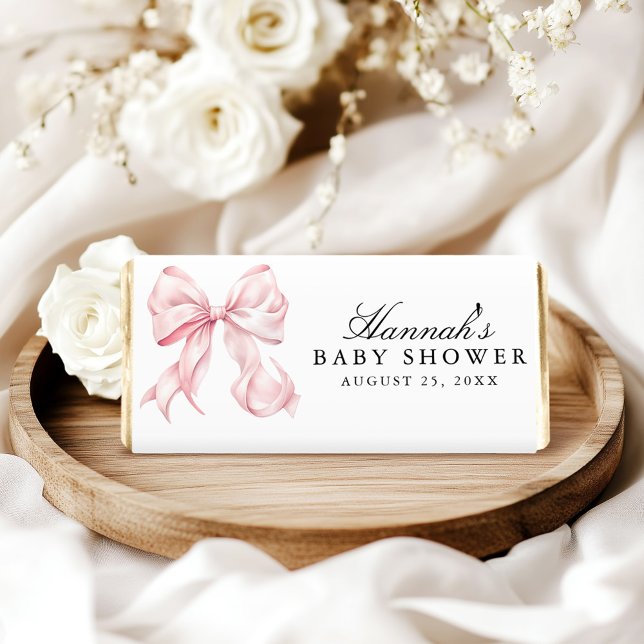 Pink Bow Baby Shower Coquette Bow Hershey Bar Favors (Creator Uploaded)