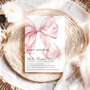 Pink Bow Baby Shower Coquette Bow Invitation