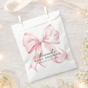 Pink Bow Baby Shower Coquette Bow Theme Favor Bag