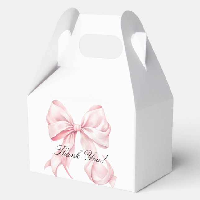 Pink Bow Baby Shower Coquette Bow Theme Favor Boxes (Front)