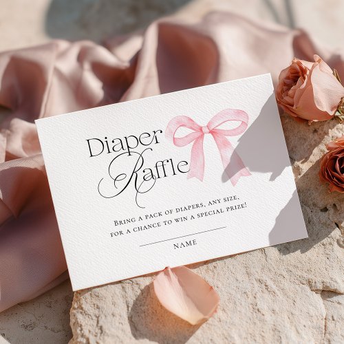 Pink Bow Baby Shower Diaper Raffle