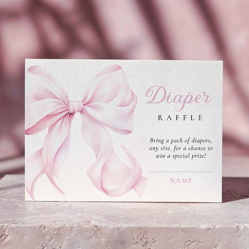 Pink Bow Baby Shower Diaper Raffle