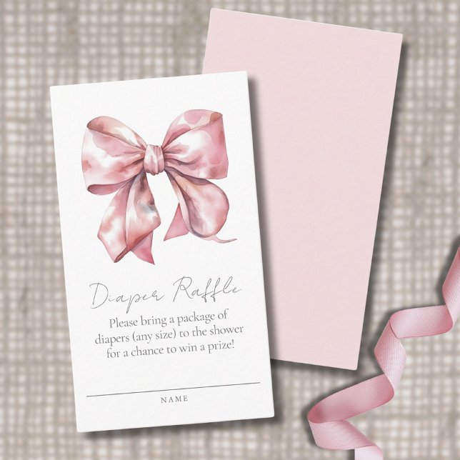 Pink Bow Baby Shower Diaper Raffle Enclosure Card (Pink Bow Baby Shower Diaper Raffle Enclosure Card)