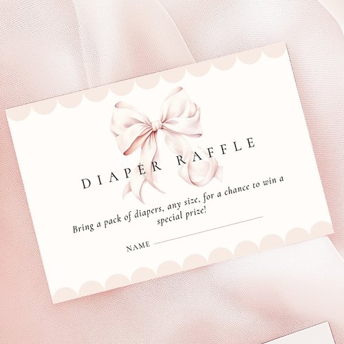 Pink Bow Baby Shower Diaper Raffle
