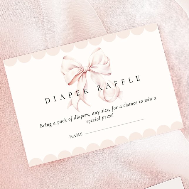 Pink Bow Baby Shower Diaper Raffle Enclosure Card (Creator Uploaded)