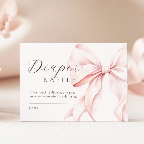 Pink Bow Baby Shower Diaper Raffle