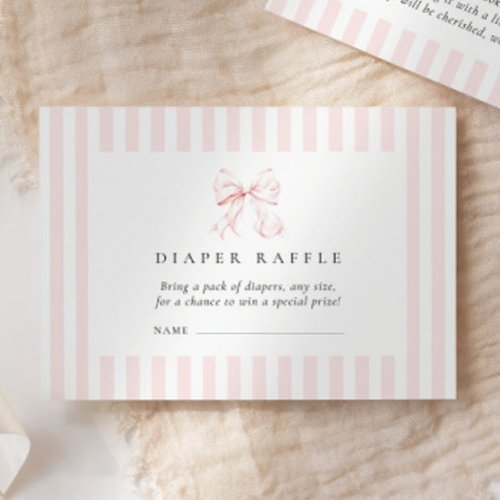 Pink Bow Baby Shower Diaper Raffle