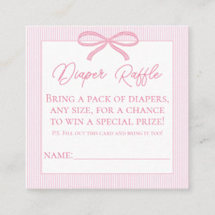 Pink Bow Baby Shower Diaper Raffle  Enclosure Card
