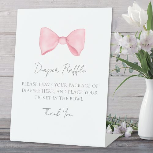 Pink Bow Baby Shower Diaper Raffle Enclosure Card