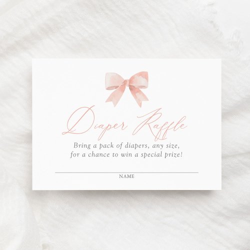 Pink Bow Baby Shower Diaper Raffle Ticket Enclosure Card