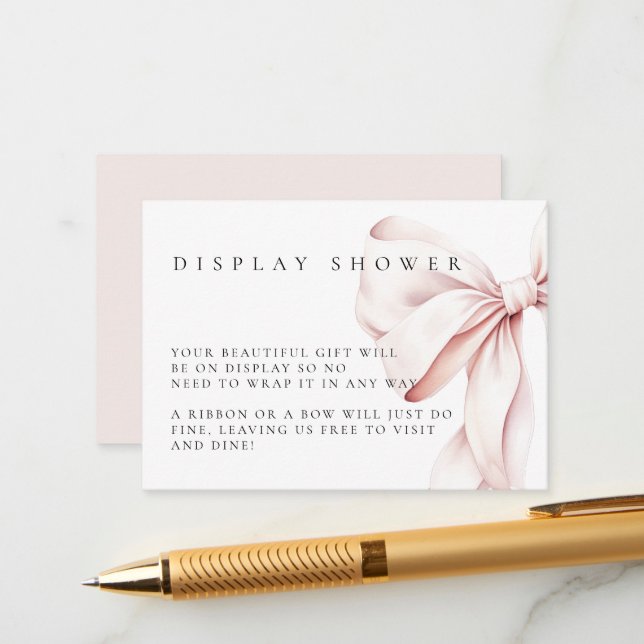 Pink Bow Baby Shower Display Shower Enclosure Card (Front/Back In Situ)