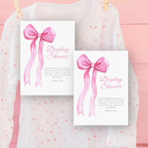 Pink bow baby shower display shower enclosure card