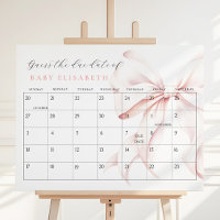 Pink Bow Baby Shower Due Date Game Foam Board