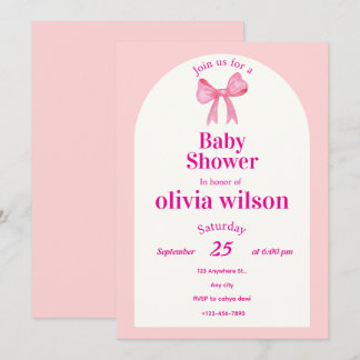 Pink Bow Baby Shower.elegant baby shower. Invitation