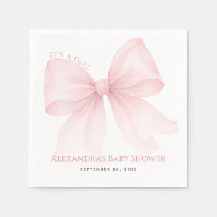 Pink Bow Baby Shower Elegant Coquette It's a Girl Napkins