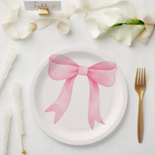 Pink Bow Baby Shower – Elegant Paper Plate