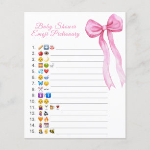Pink bow baby shower emoji Pictionary game