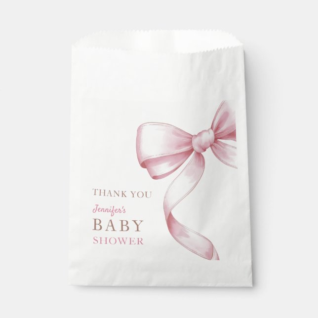 Pink Bow Baby Shower Favor Bag (Front)