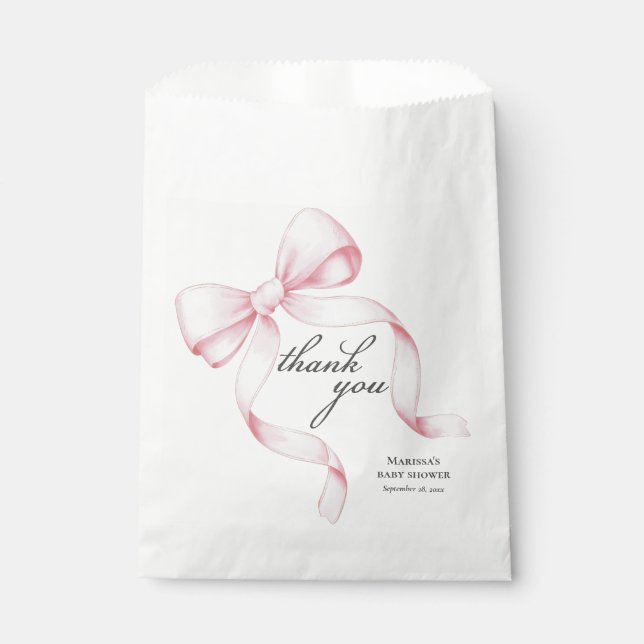 Pink Bow Baby Shower Favor Bags (Front)