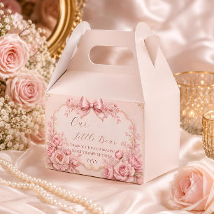 Pink Bow Baby Shower Favor Box Coquette Floral L