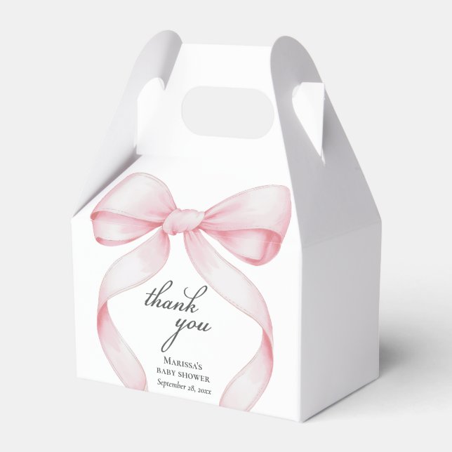 Pink Bow Baby Shower Favor Boxes (Front Side)