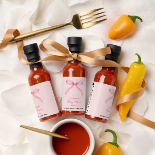 Pink Bow Baby Shower Favor Hot Sauces