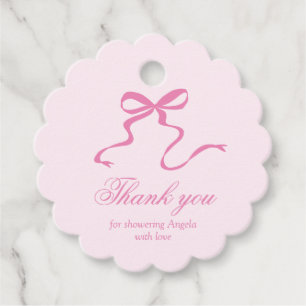 Pink Bow Baby Shower Favor Tag