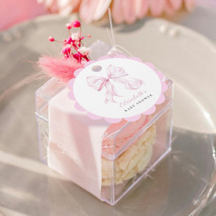Pink Bow Baby Shower Favor Tags