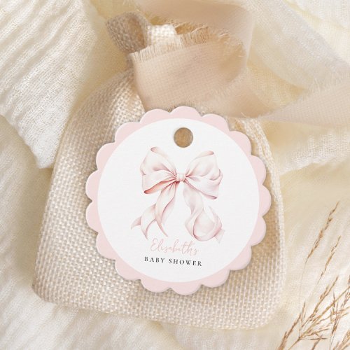 Pink Bow Baby Shower Favor Tags