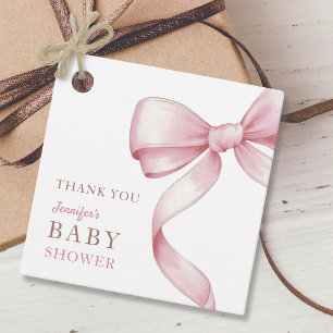 Pink Bow Baby Shower Favor Tags