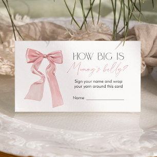 Pink Bow Baby Shower Game How Big is Mommy’s belly Enclosure Card
