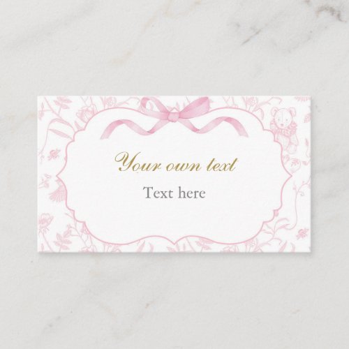 Pink Bow Baby Shower Girl Custom Enclosure Card