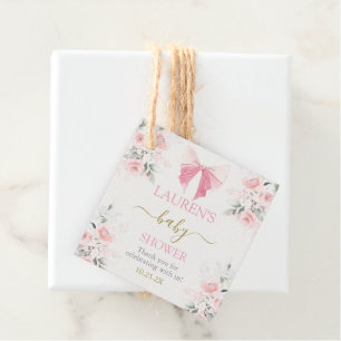 Pink Bow Baby Shower Girl Favor Tags