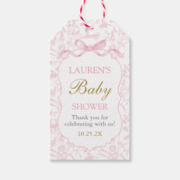 Pink Bow Baby Shower Girl Gift Tag