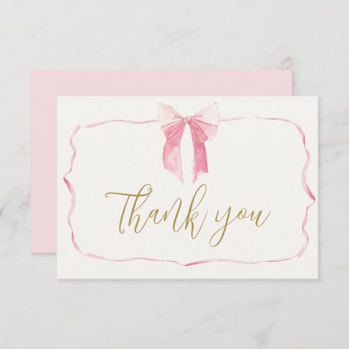 Pink Bow Baby Shower Girl Thank You Card