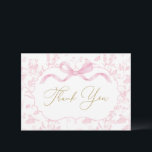 Pink Bow Baby Shower Girl Thank You Card<br><div class="desc">Pink Bow Baby Shower Girl Thank You Card</div>