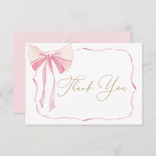 Pink Bow Baby Shower Girl Thank You Card