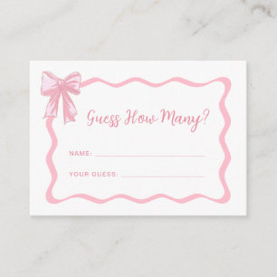 Pink Bow Baby Shower Guess How Many Game  Enclosure Card