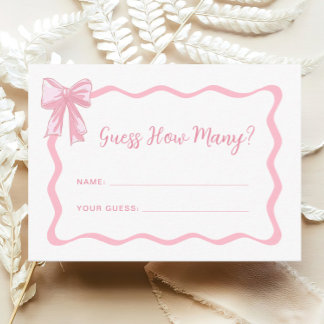 Pink Bow Baby Shower Guess How Many Game Enclosure Card