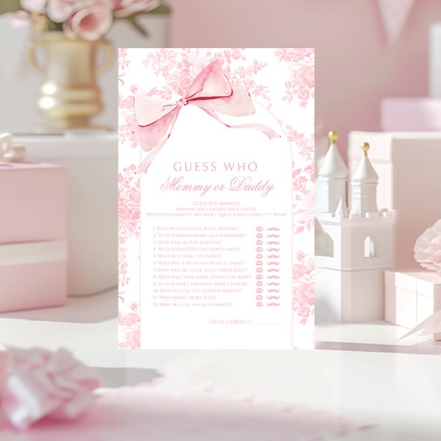 Pink Bow Baby Shower Guess Mommy or Daddy Game (Creator Uploaded)