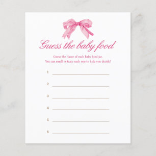 Pink Bow Baby Shower Guess The Baby Food Game