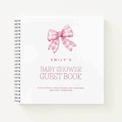 PInk Bow Baby Shower Guest Book
