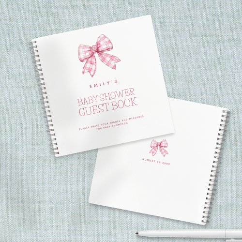 PInk Bow Baby Shower Guest Book