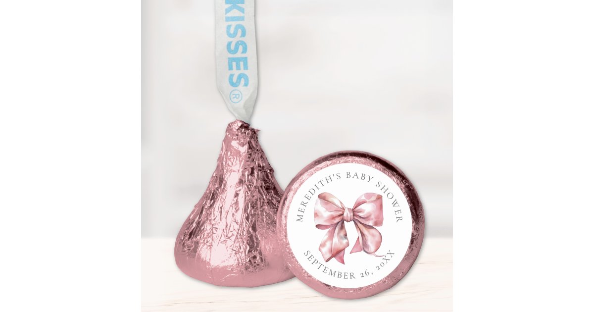 Pink Bow Baby Shower Hershey®'s Kisses® | Zazzle