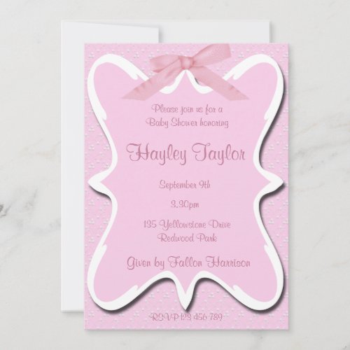 pink bow Baby  Shower Invitation