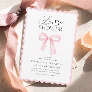 Pink Bow Baby Shower Invitation