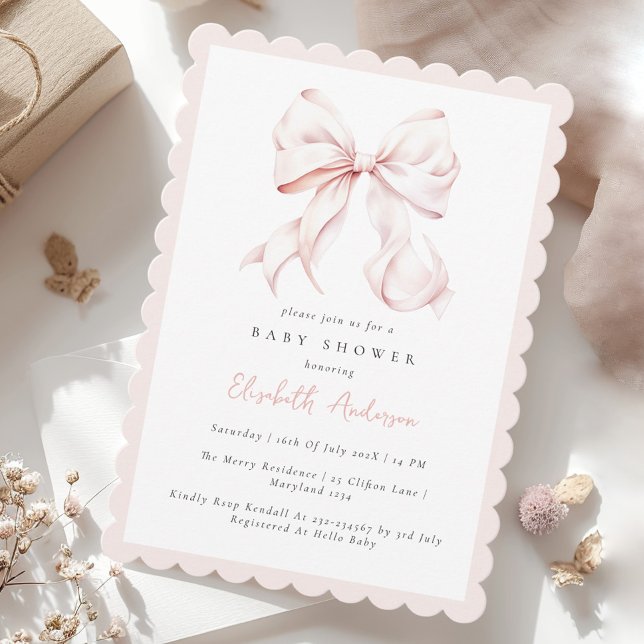 Pink Bow Baby Shower Invitation (Creator Uploaded)