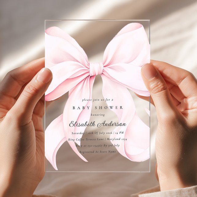Pink Bow Baby Shower Invitation (Creator Uploaded)