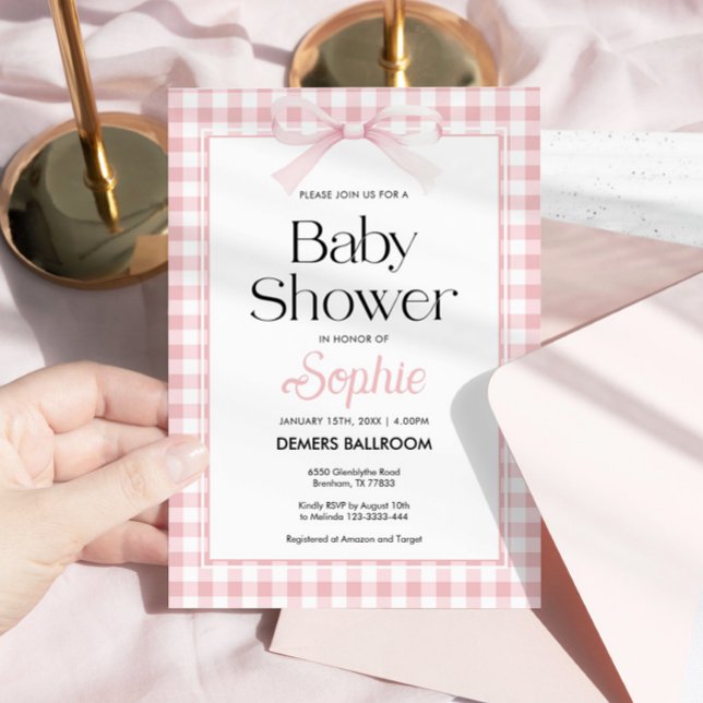 Pink Bow Baby Shower Invitation (Creator Uploaded)