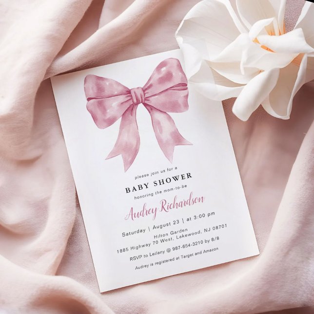 Pink Bow Baby Shower Invitation (Creator Uploaded)